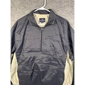 Dockers Golf Mens XL Quarter Zip Windbreaker Navy Blue Tan Nylon Jacket 046907K
